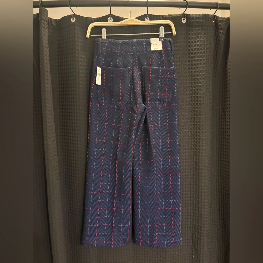 Anthropologie The Merrick White Colette Crop Knit Trousers by Maeve 24  Navy NWT - Picture 5 of 7